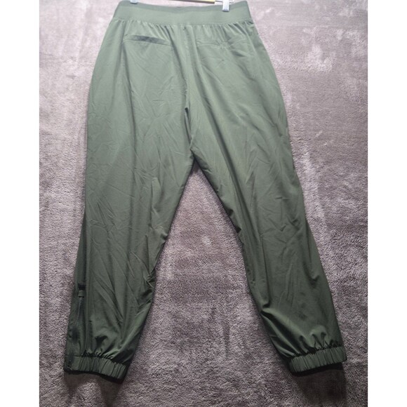 Athleta Joggers Womens 10 Olive Green Elastic Waist Zip Pockets - Picture 2 of 7